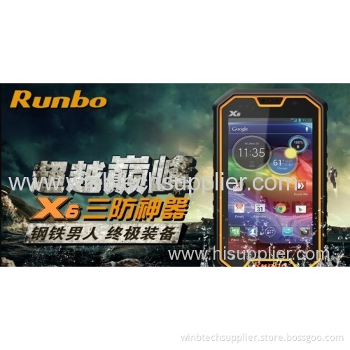 Runbo X6 Phone Ip67 Dual Core Dustproof Waterproof Outdoor Smartphone 5" Mtk6589t Quad Core Ram 2gb+rom 32gb